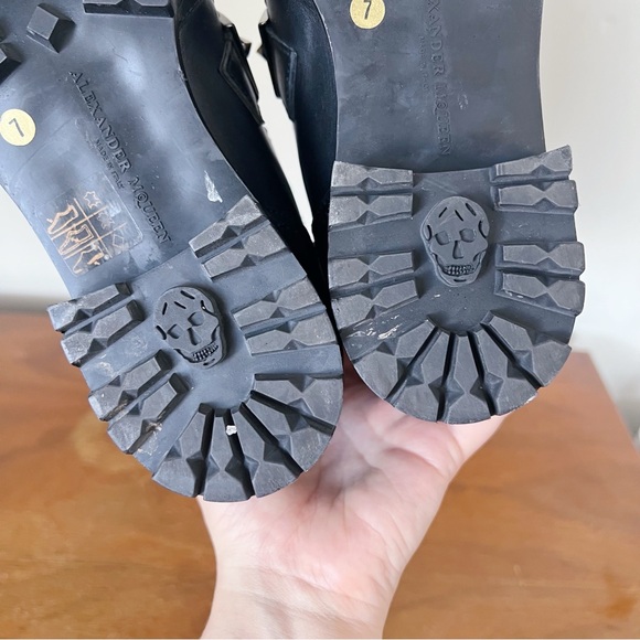 Alexander McQueen • black calfskin boot chunky silver metal studded moto - Picture 13 of 16